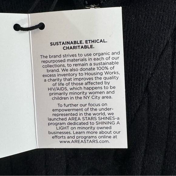 Area Stars Quarter Zip Sweater Black Cable Knit Ribbed Collared Pullover S NEW - Picture 10 of 12